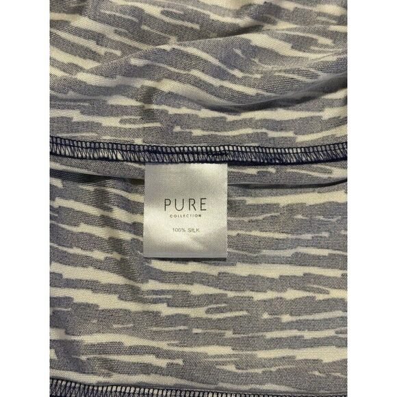 Pure Collection Wrap Midi Dress Women’s Size 4 Blue Silk Short Sleeve V-Neck - Picture 5 of 6